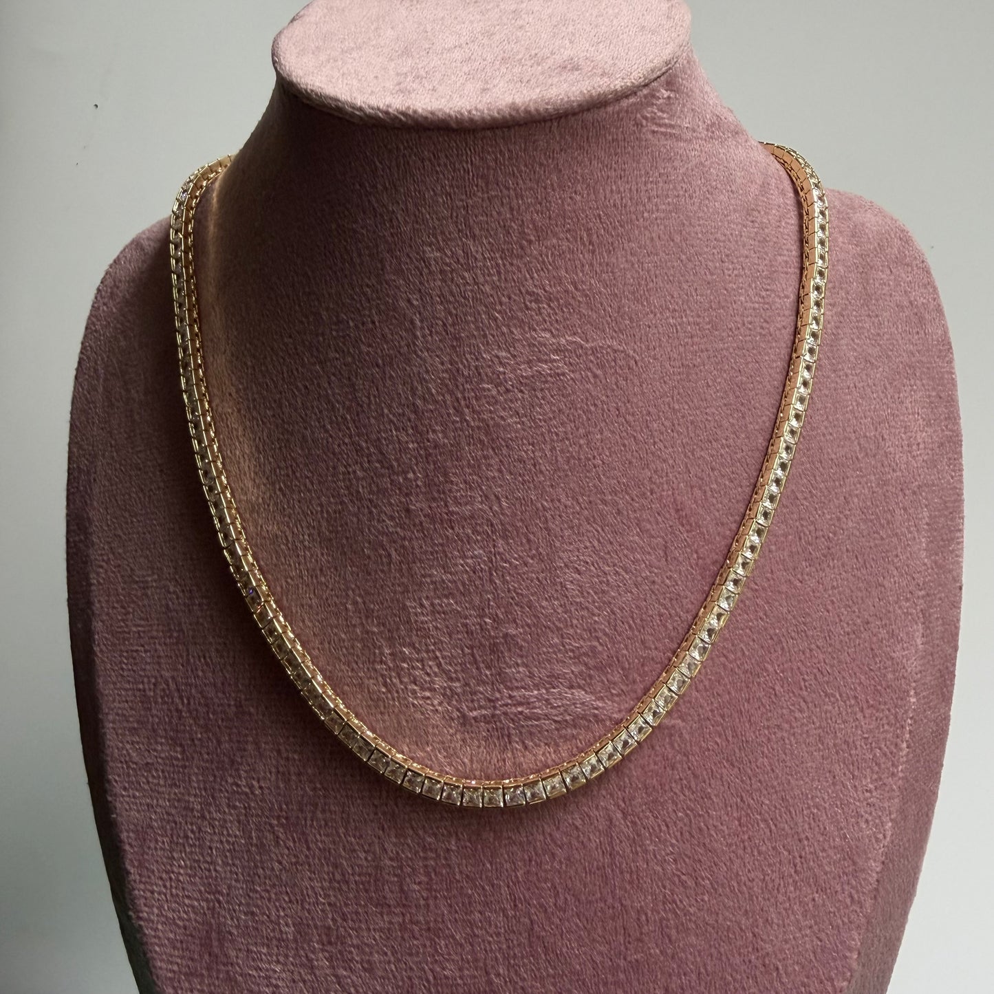 Luxury Tennis Necklace 18K Gold Plated – 5A Cubic Zirconia Diamond Chain