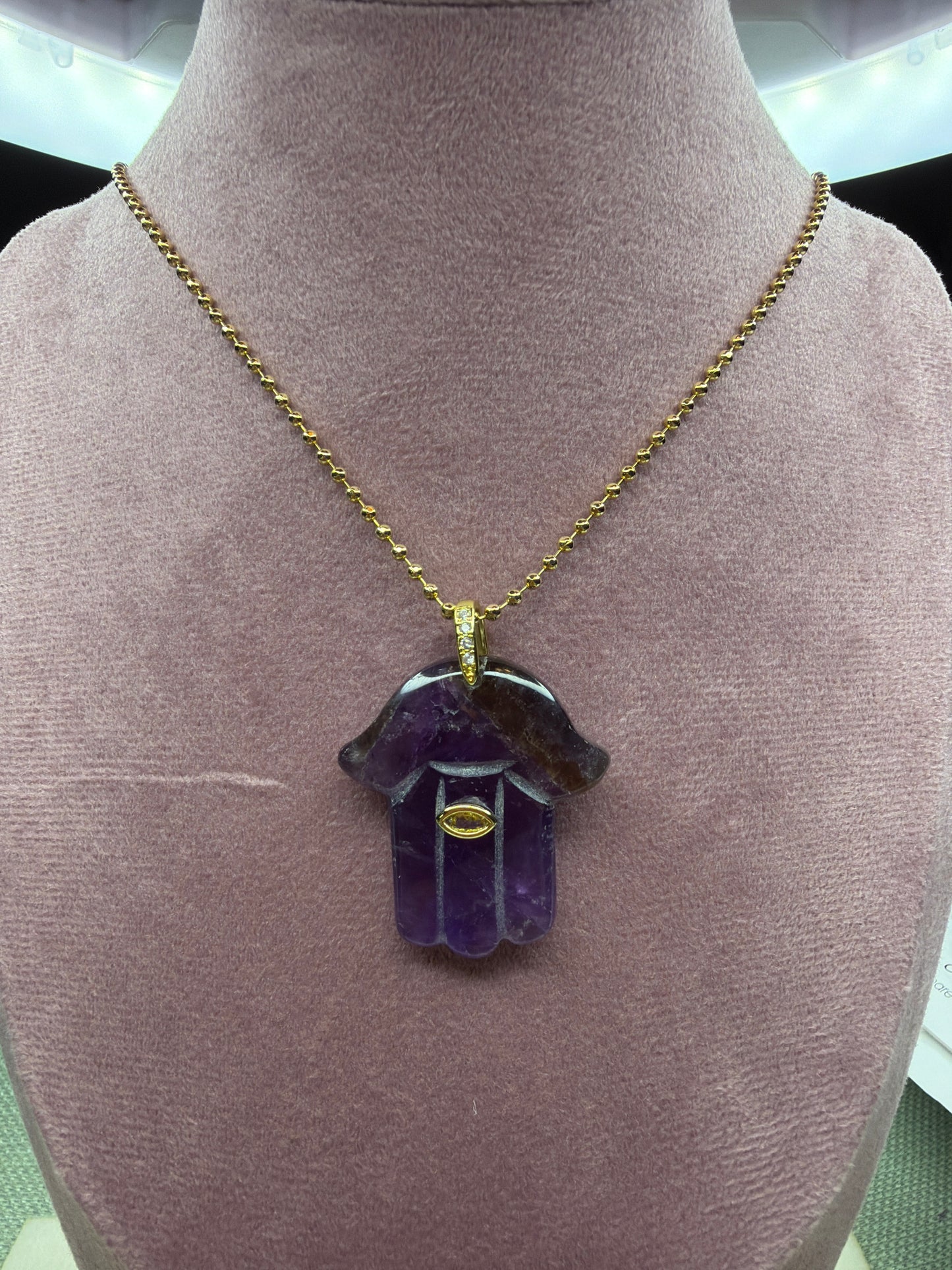 Jumbo Hamsa Stone Charm – Natural Stone Protection Pendant 🪬✨
