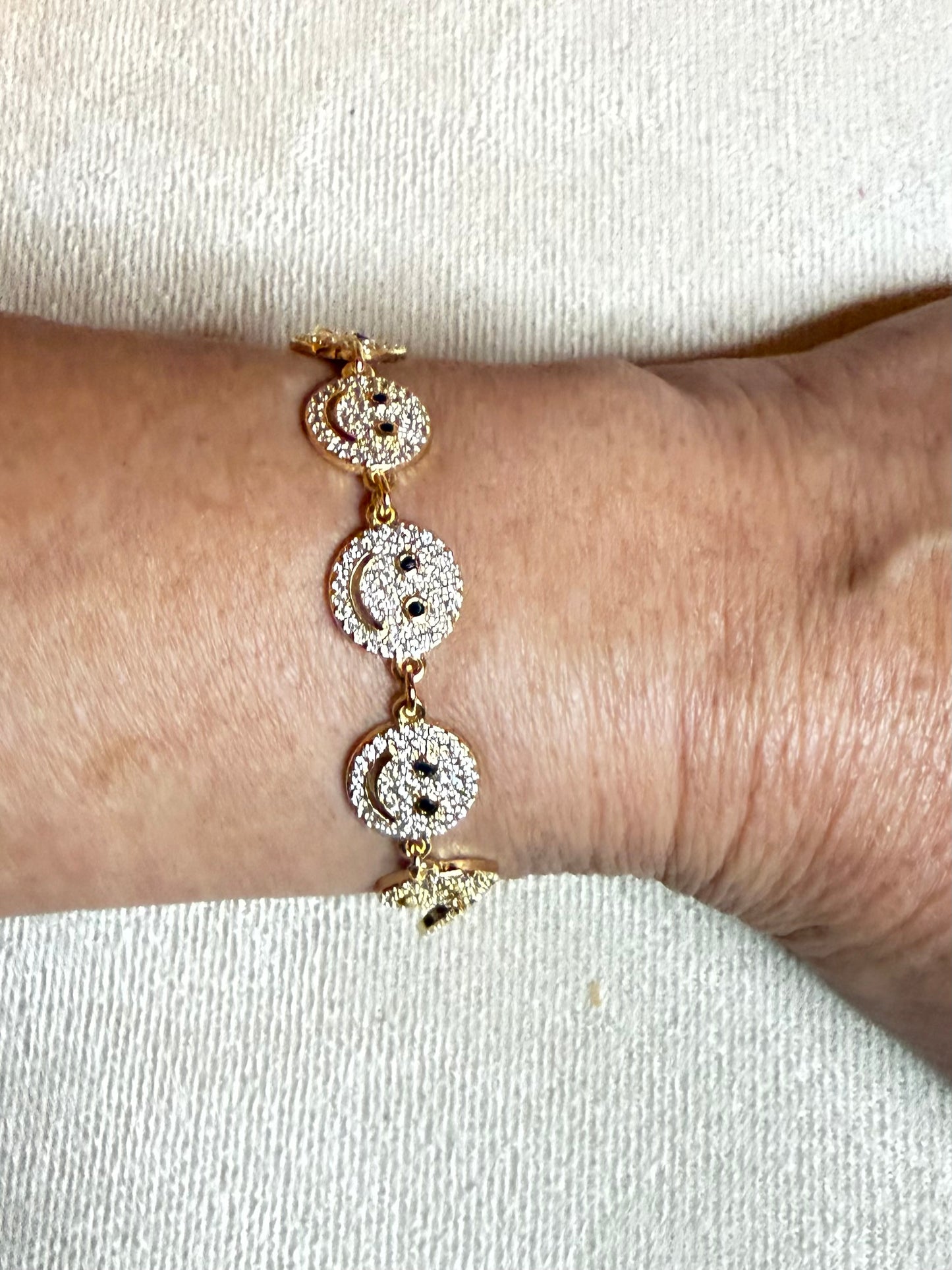 Happy Face Lobster Clasp Bracelet