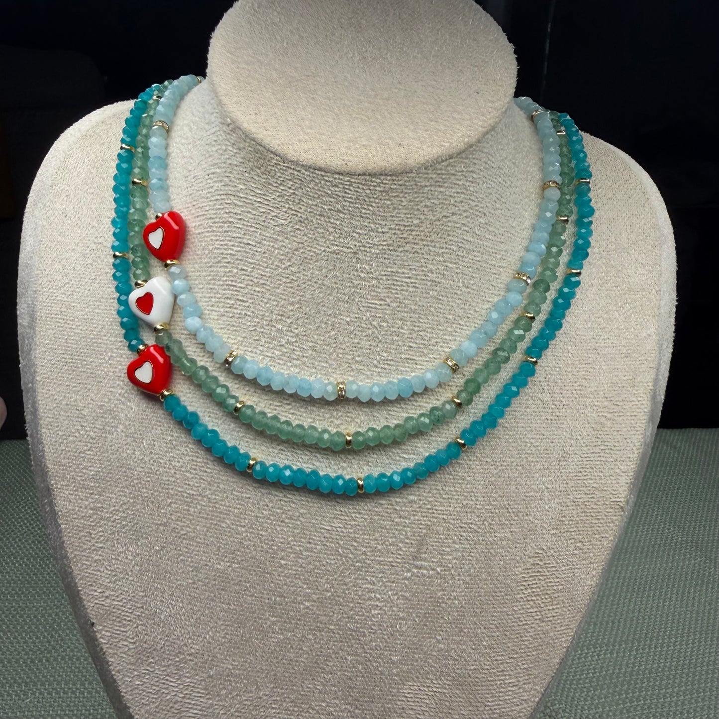 Colorful Murano Heart Charm Necklace