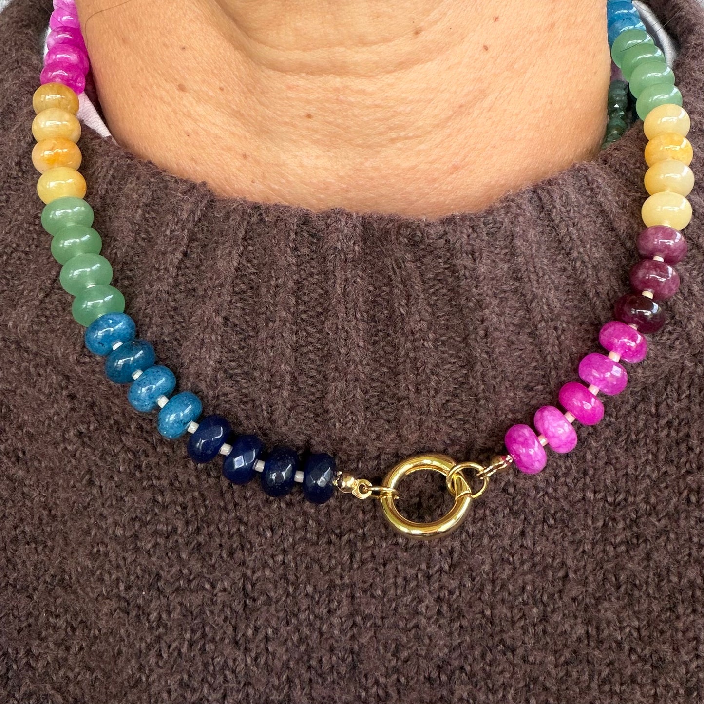 Multicolor Natural Stone Beaded Necklace