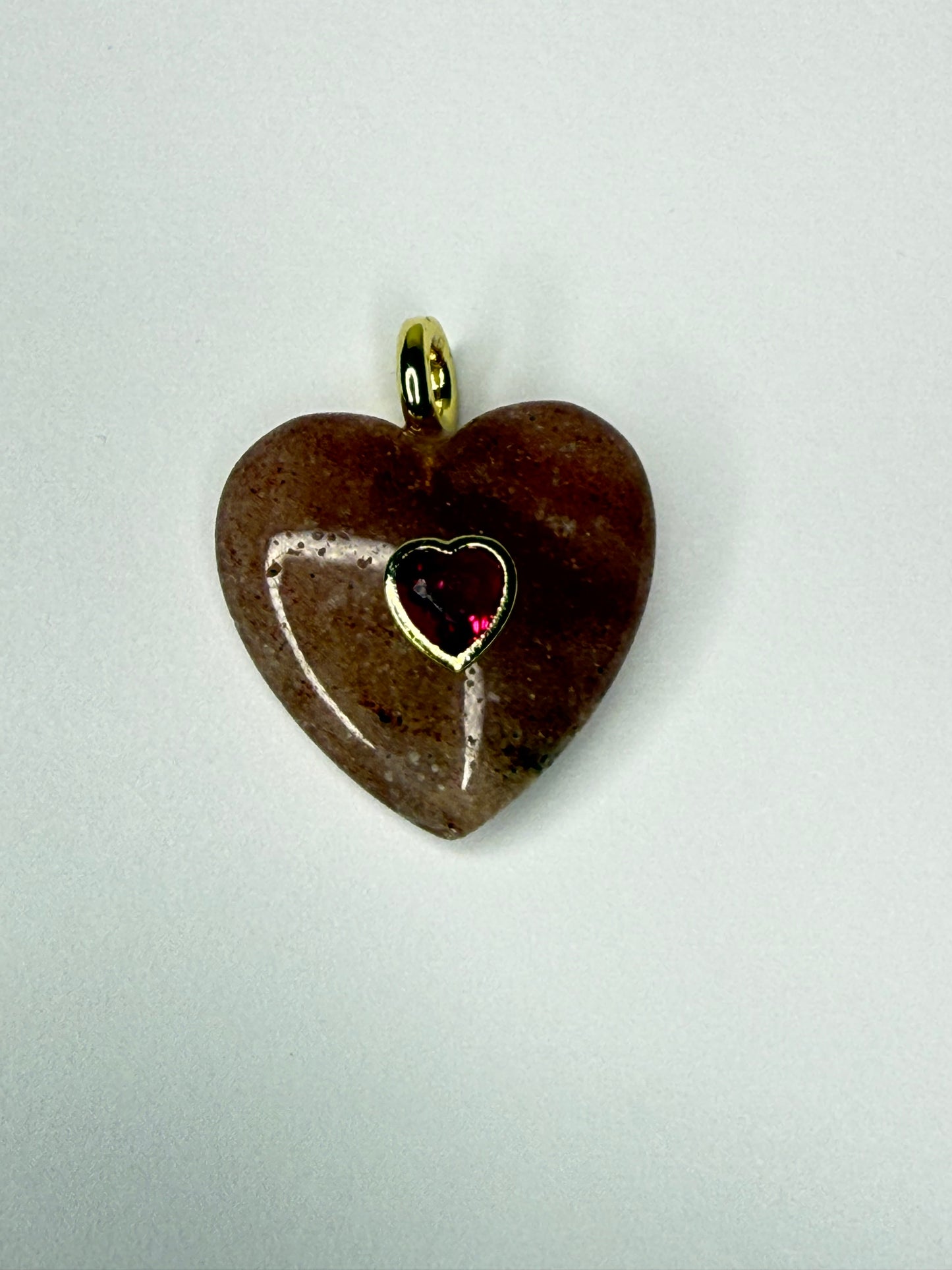 💖Puffy Heart Natural Stone Charm