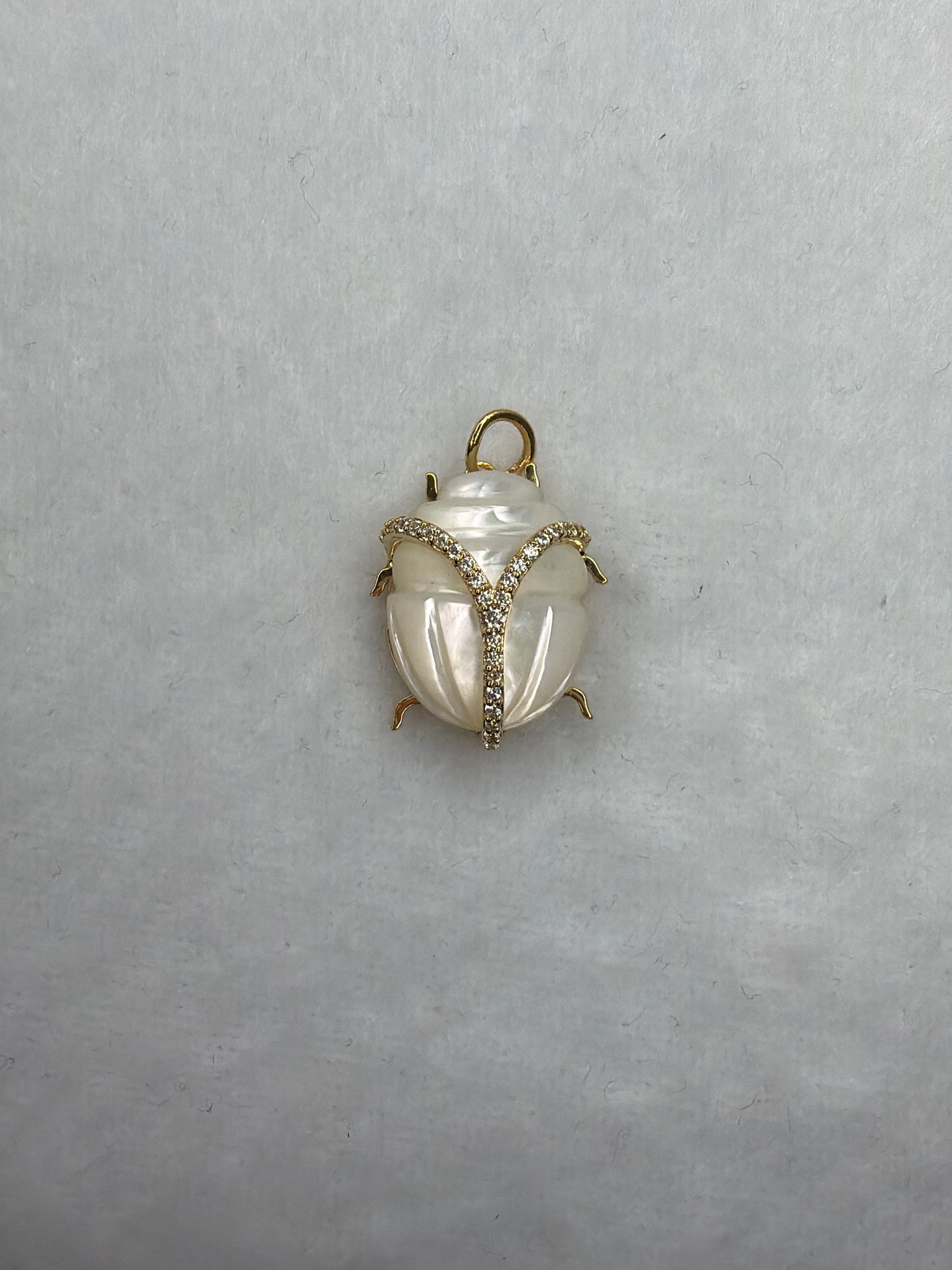 Scarab Pendant Charm- Hand Carved 18k Gold