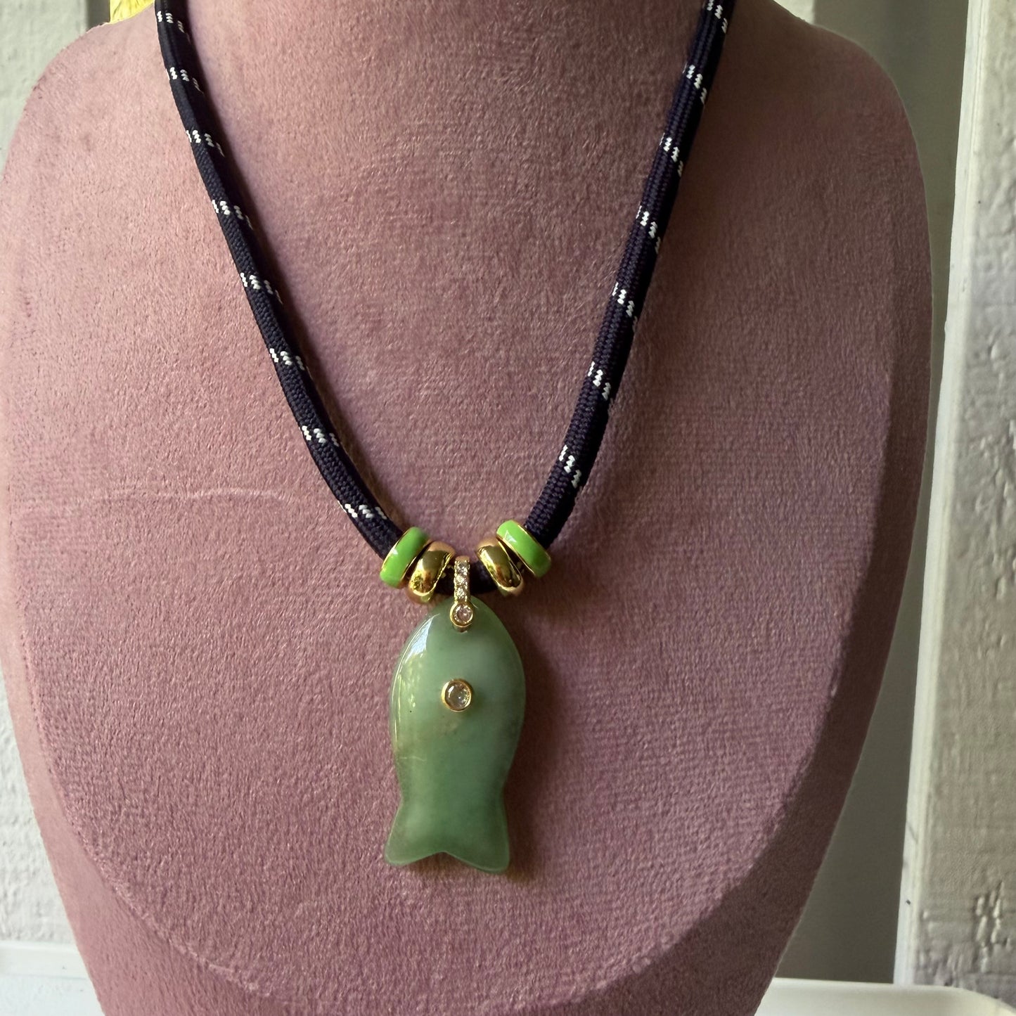 Paracord Fish Necklace with Natural Stone Fish Charm