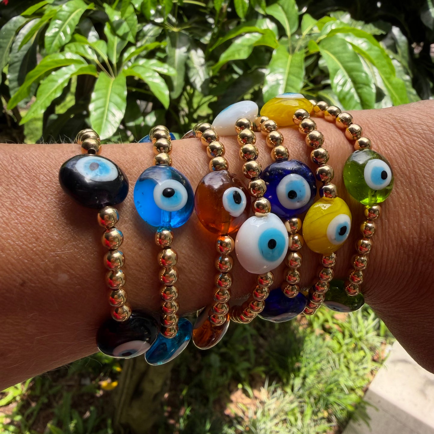 Evil Eye Beaded Bracelet 18K Gold Filled – Waterproof