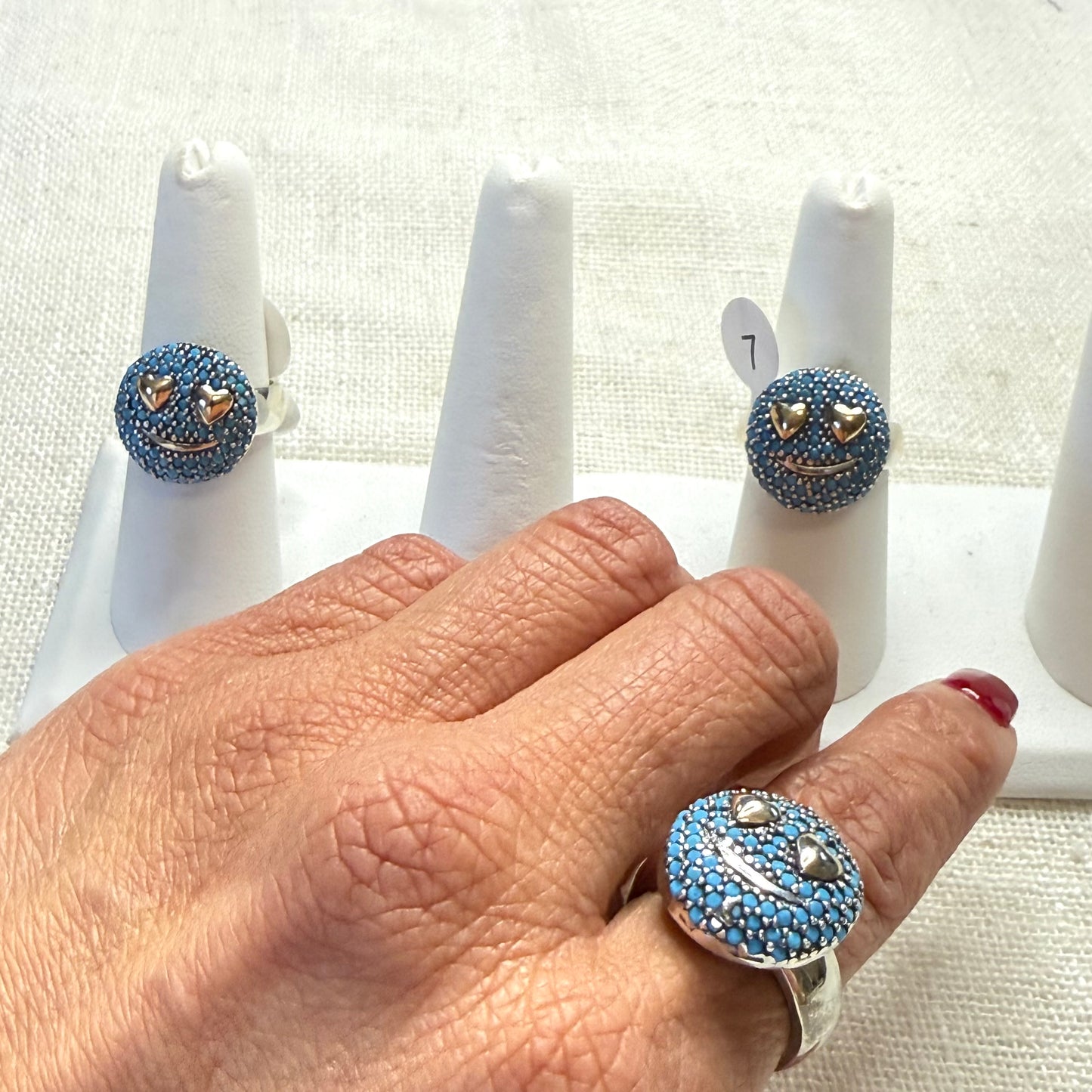 Happy Glow Sterling Silver Ring – 925 Silver with 18K Gold Plated Smiley & CZ Sparkle