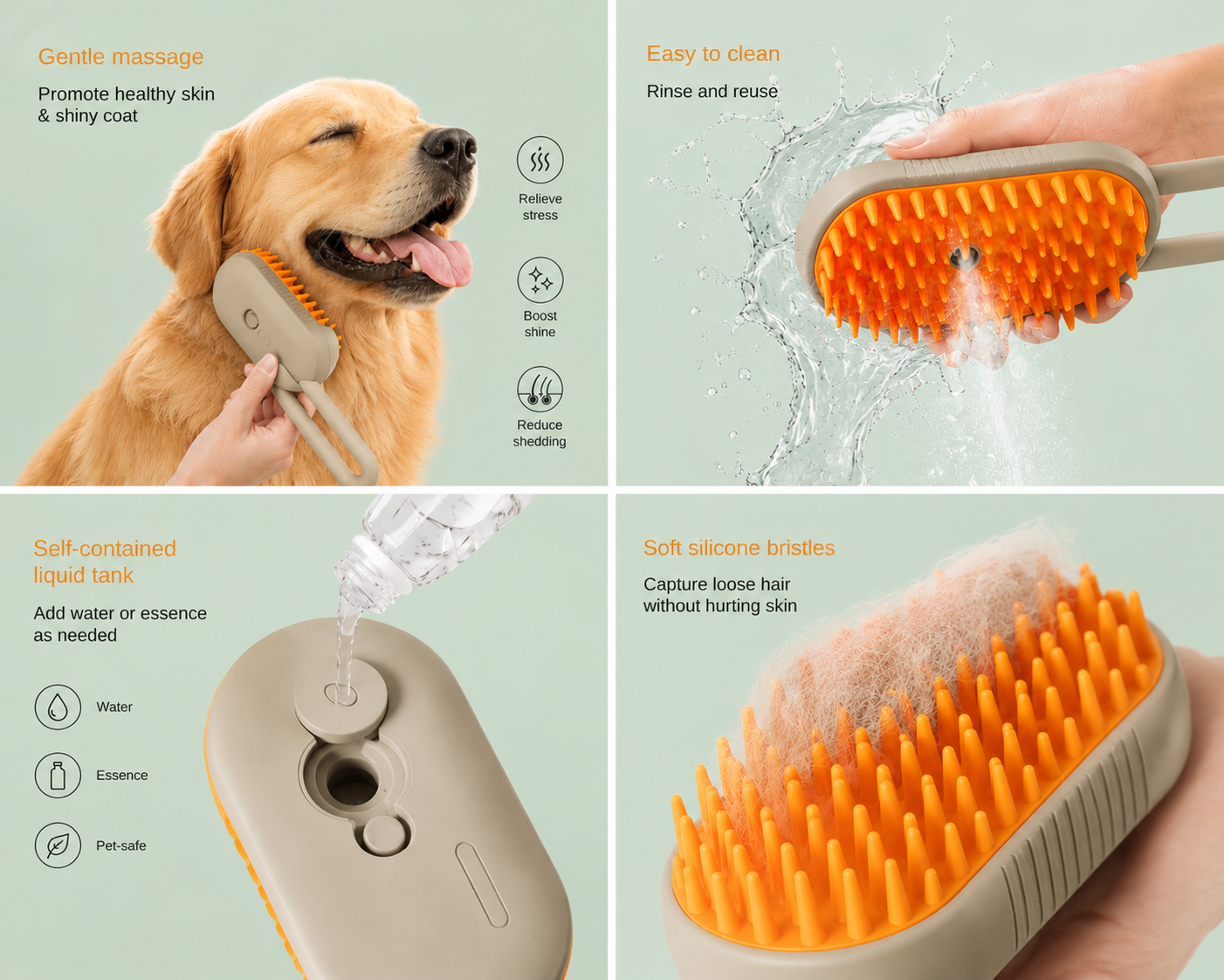 3-in-1 Electric Pet Grooming Brush for Dogs & Cats