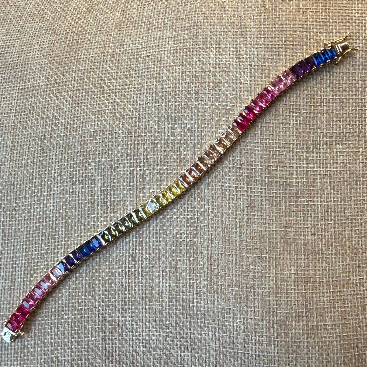 Jumbo Rainbow Princess Baguette Bracelet | 5A CZ