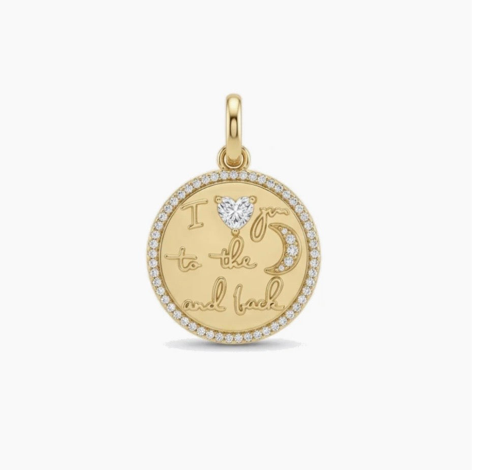 To the Moon & Back Charm – 18K Gold Plated CZ Pendant