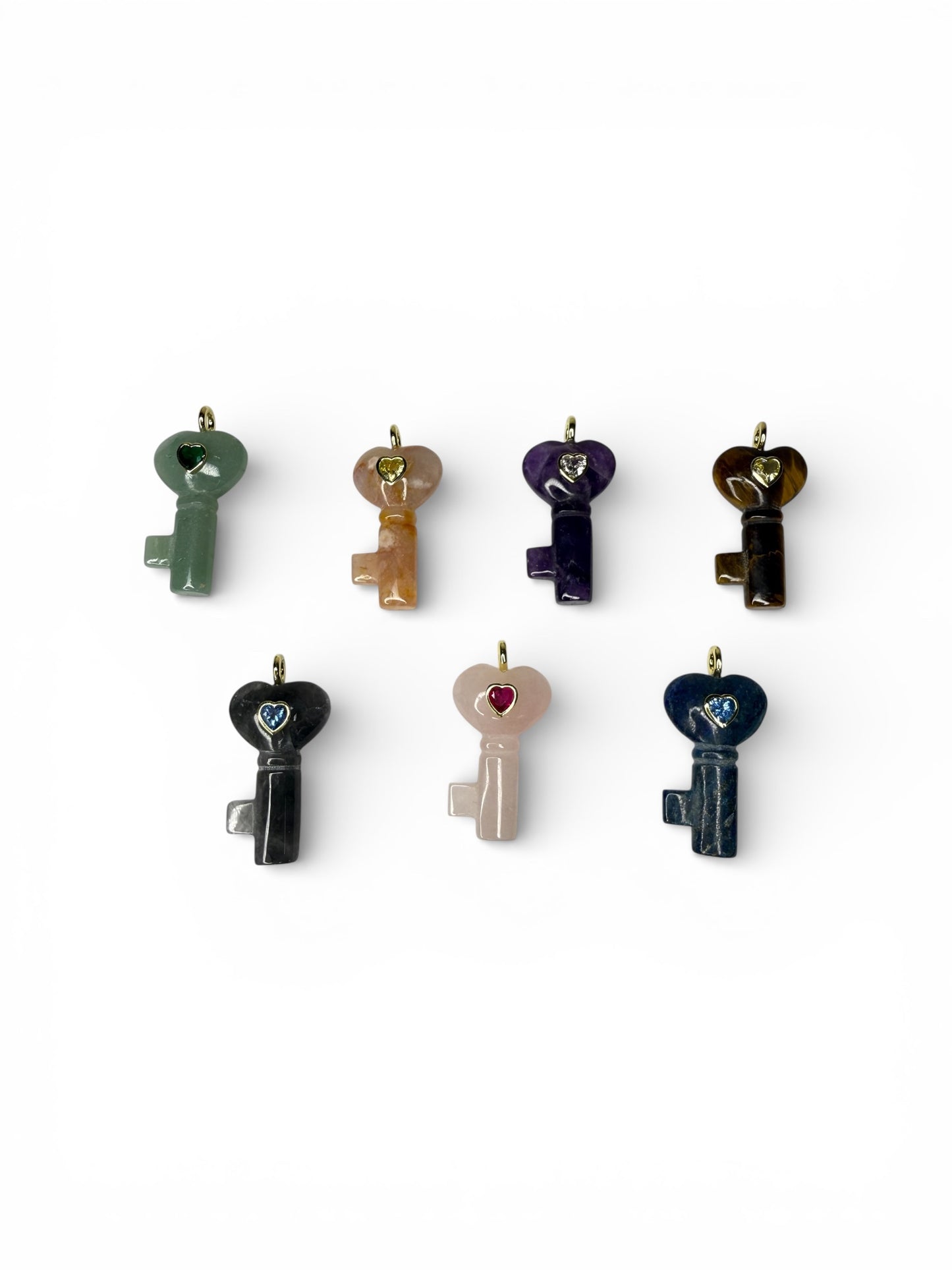Love Stone Key Charm – Natural Stones in Assorted Colors