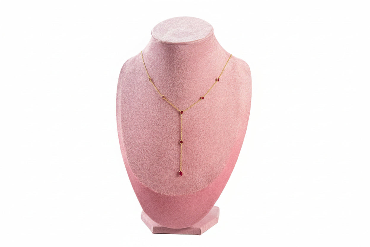 Luna Lariat Necklace – Gold Filled with Bezel Stone (925 Silver)
