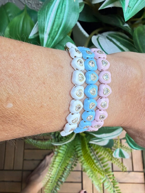 Enamel Heart Elastic Bracelet