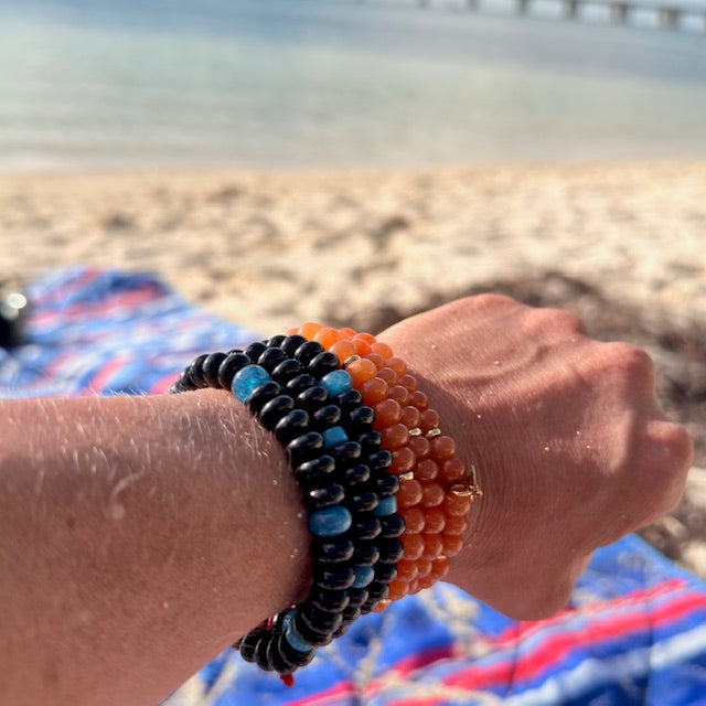 Handmade Agate Bracelet Set of 3 – Boho Stackable Gemstone Bracelets for Women