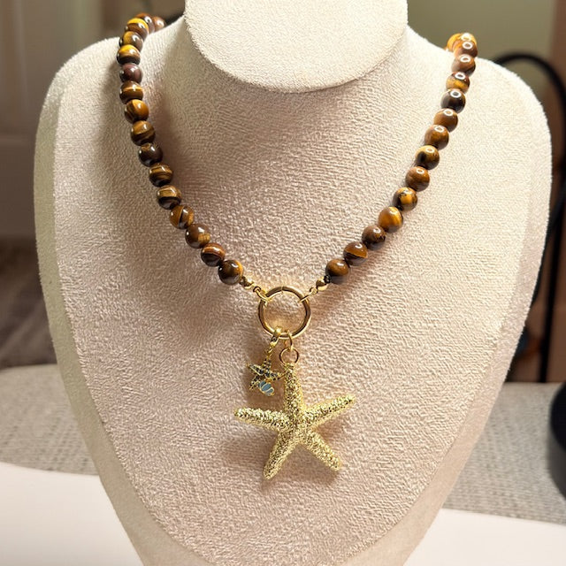 Tiger Eye Beaded Necklace – Handmade Boho Beach Jewelry for Women