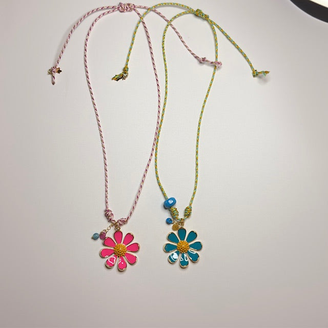 Braided Adjustable Sunflower Necklace – Boho Floral Jewelry for Women