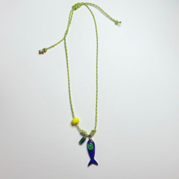 Handmade Colorful Glass Fish Charm Necklace – Adjustable Boho Beach Jewelry for Ocean Lovers