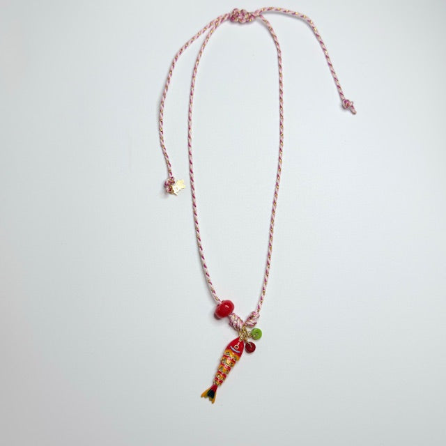 Handmade Colorful Glass Fish Charm Necklace – Adjustable Boho Beach Jewelry for Ocean Lovers