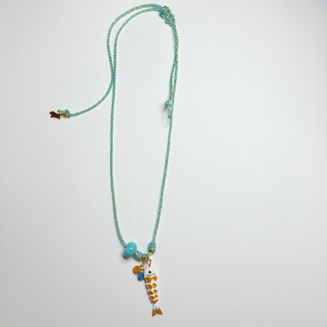 Handmade Colorful Glass Fish Charm Necklace – Adjustable Boho Beach Jewelry for Ocean Lovers