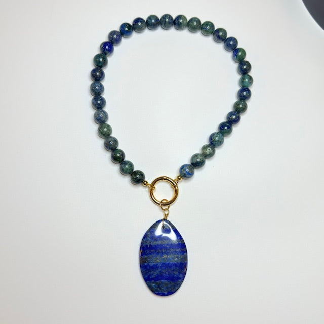 Handmade Gemstone Statement Necklaces – Lapis Lazuli, Pearl Drop & Rainbow Beaded Jewelry for Women