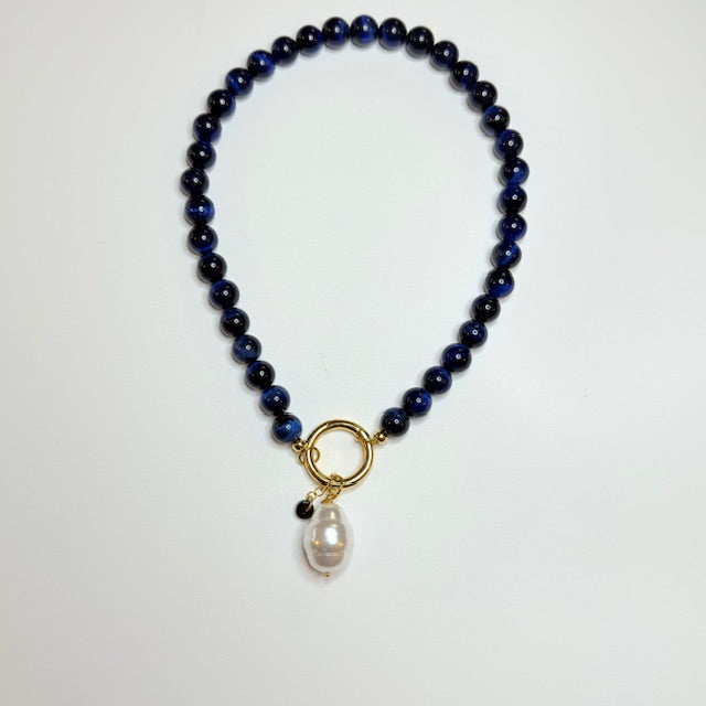 Handmade Gemstone Statement Necklaces – Lapis Lazuli, Pearl Drop & Rainbow Beaded Jewelry for Women