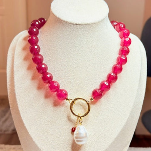 Handmade Gemstone Statement Necklaces – Lapis Lazuli, Pearl Drop & Rainbow Beaded Jewelry for Women