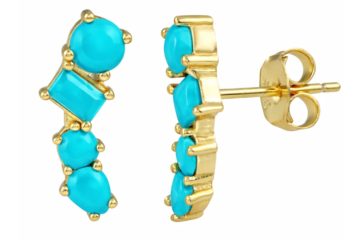 Coastal Radiance Four Stone Crawler Stud Earrings