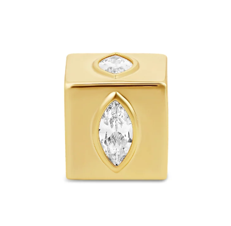 Golden Prism CZ Cube Spacer Charm
