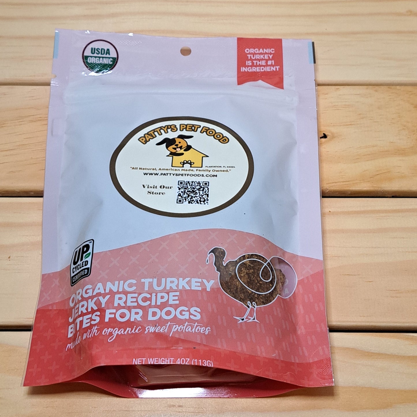 Organic turkey and sweet potato jerky dog treats by Patty's Pet Foods – all-natural, grain-free healthy snack for dogs
