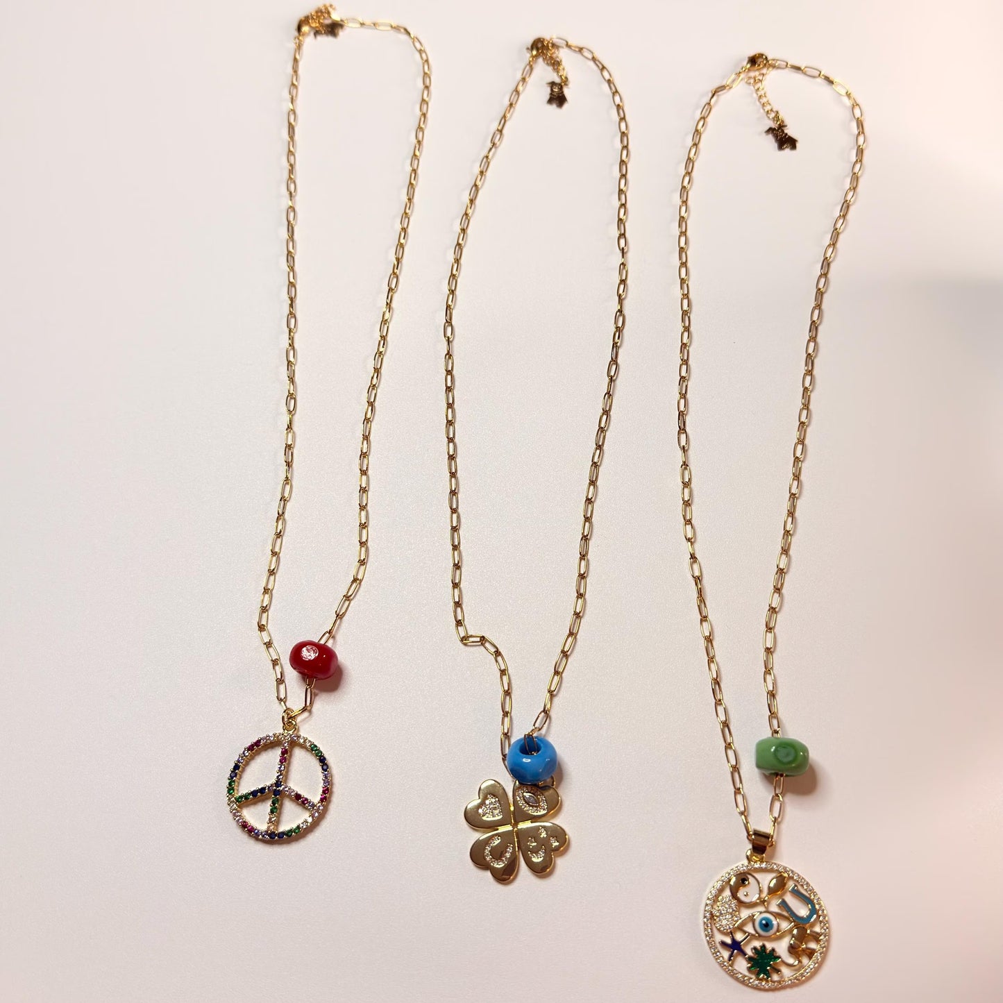 Mystic Charms 18K Gold Plated Paper Clip Necklace – Lucky Pendant Jewelry for Women