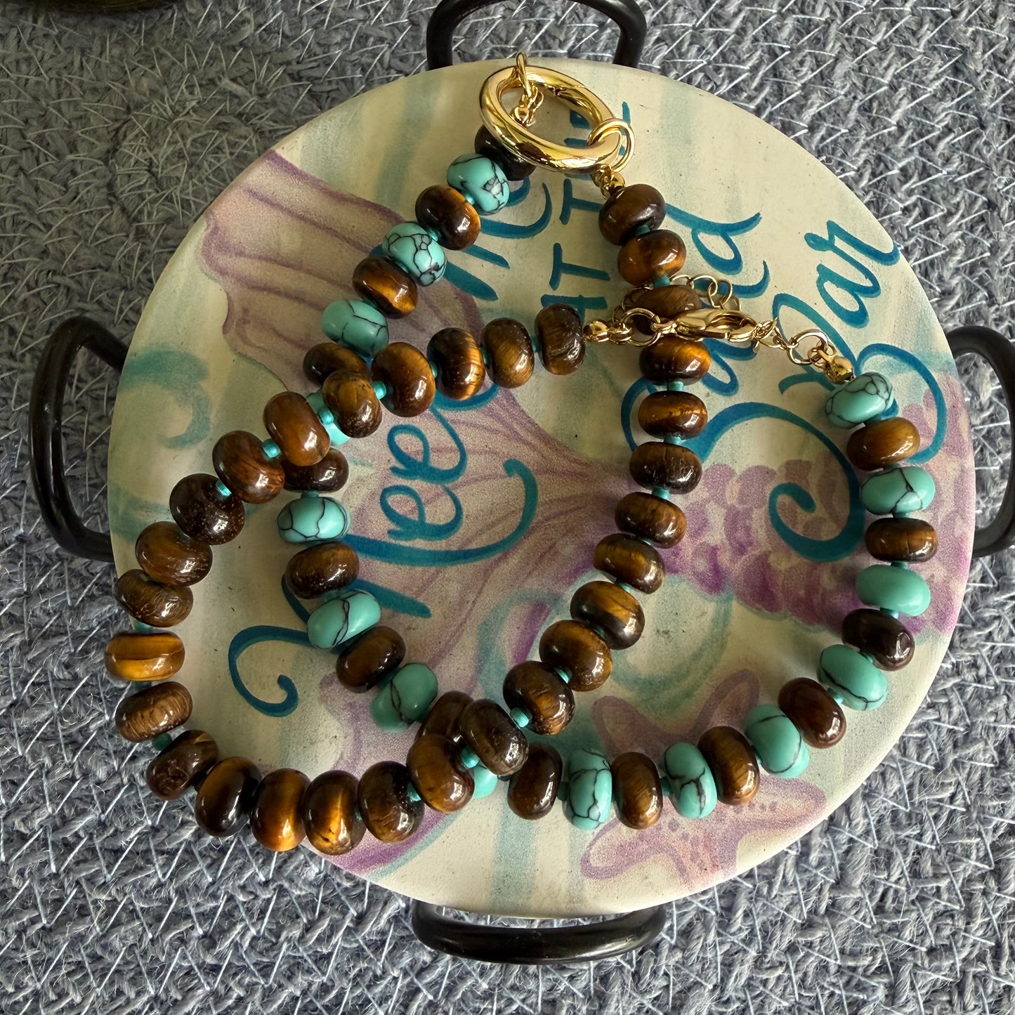 Tiger Eye & Turquoise Beaded Necklace