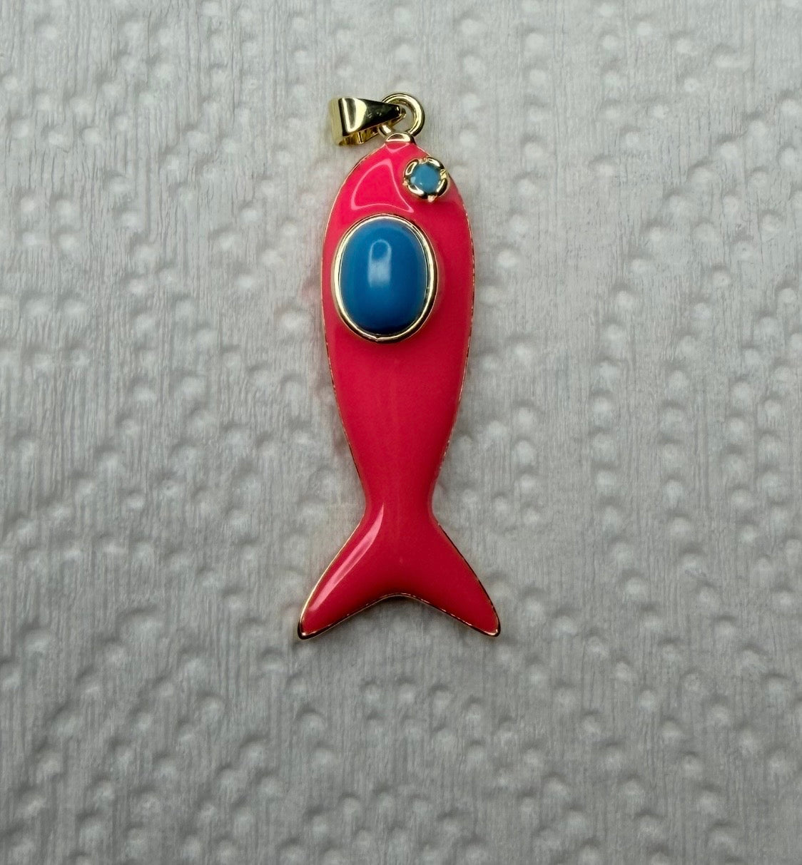 Natural Stone Colorful Fish Charm