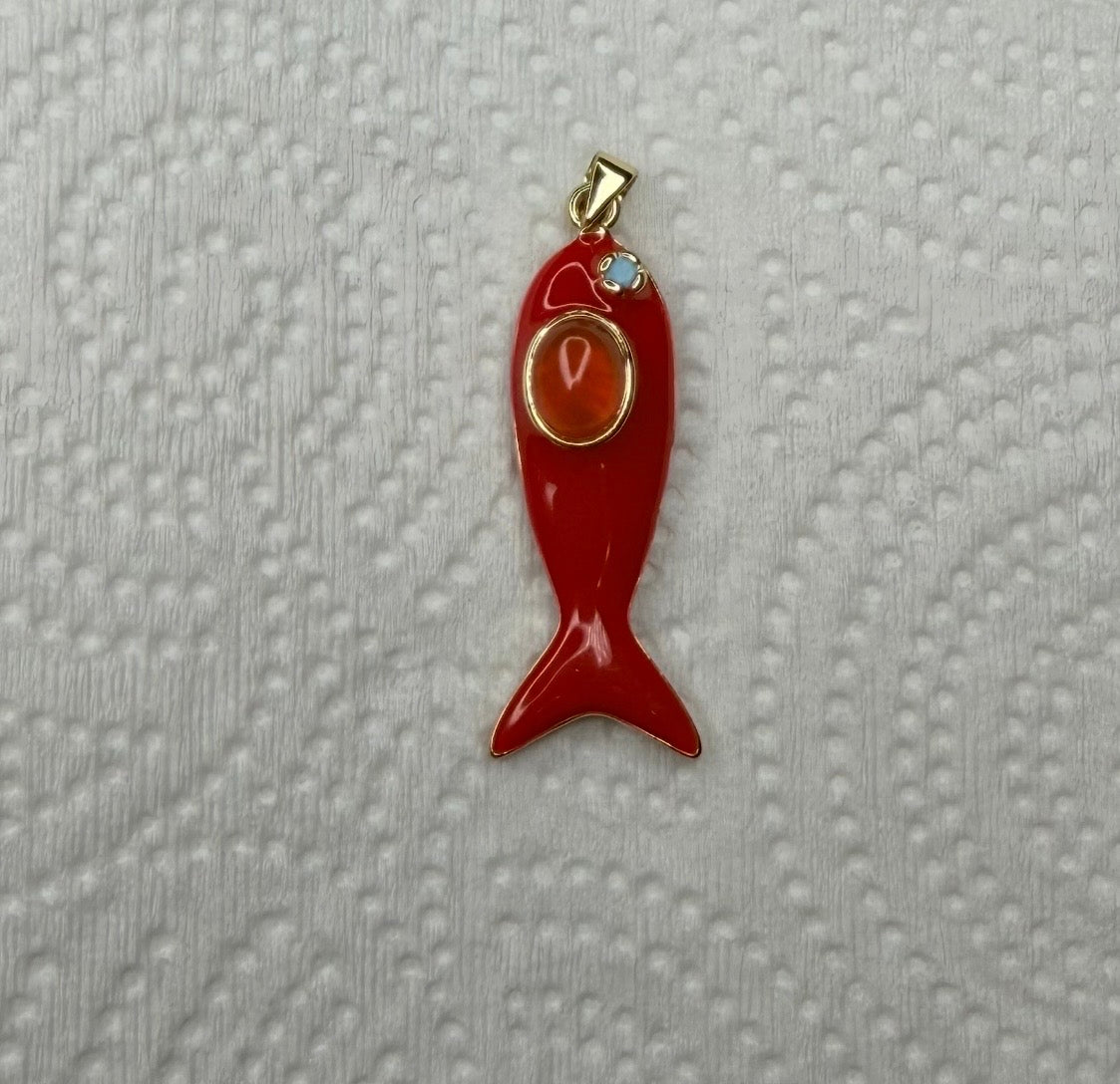 Natural Stone Colorful Fish Charm