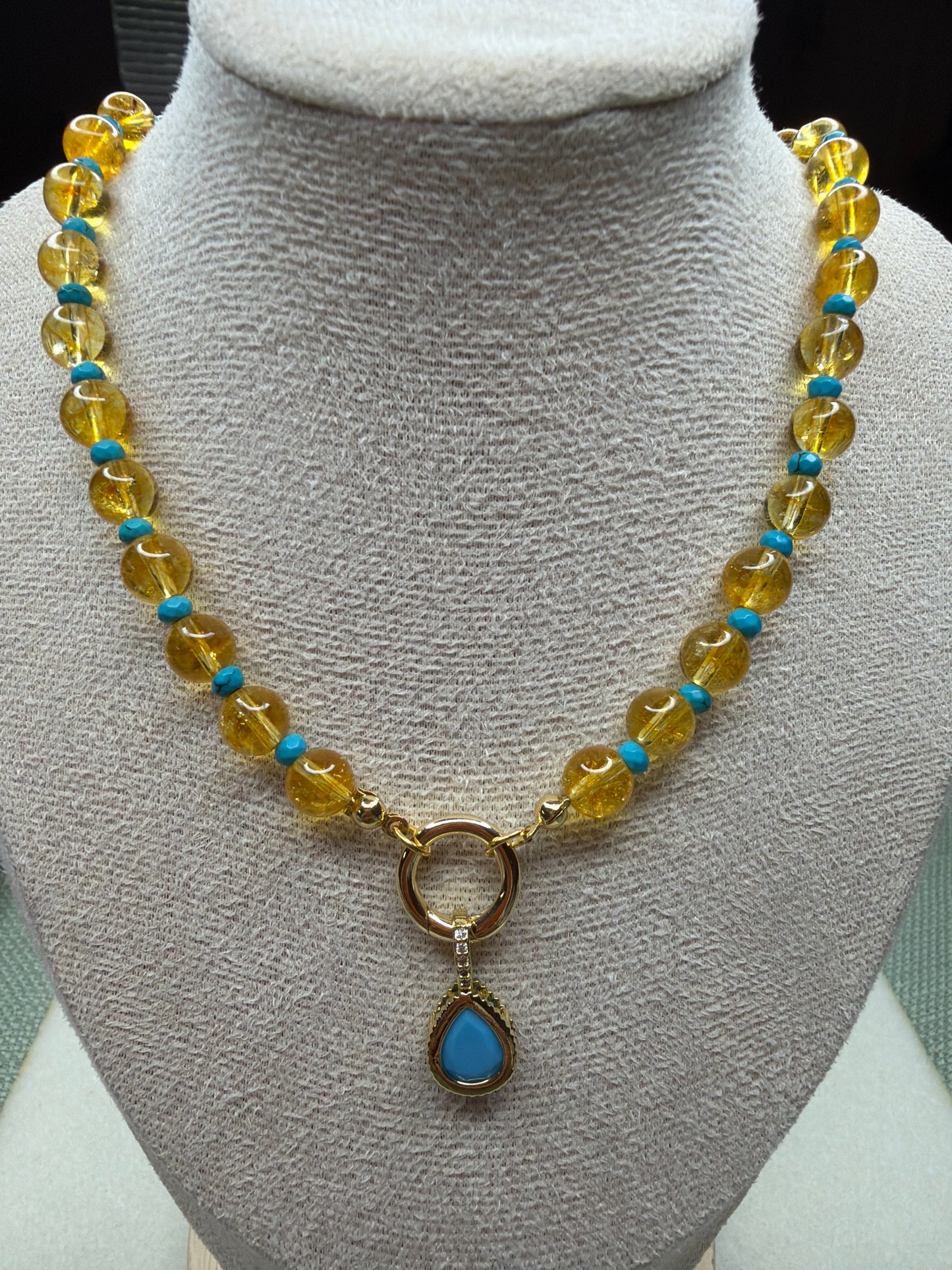Citrine & Turquoise Teardrop Necklace