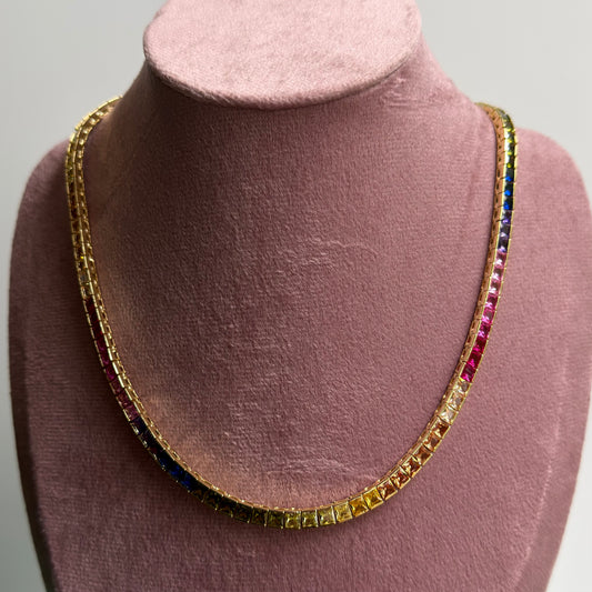 Luxury Tennis Necklace 18K Gold Plated – 5A Cubic Zirconia Diamond Chain