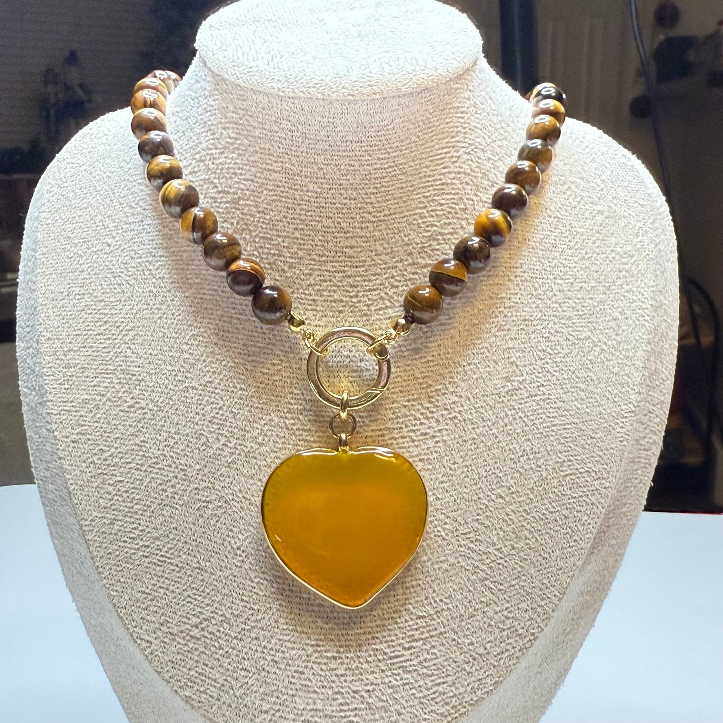 15" Pop Color Natural Stone Sweetheart Necklace
