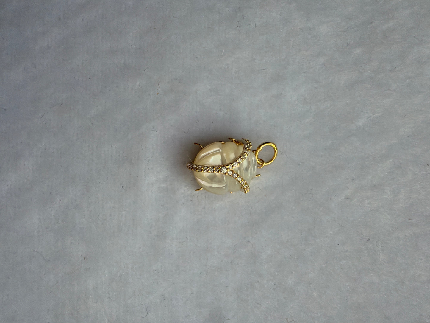 Scarab Pendant Charm- Hand Carved 18k Gold