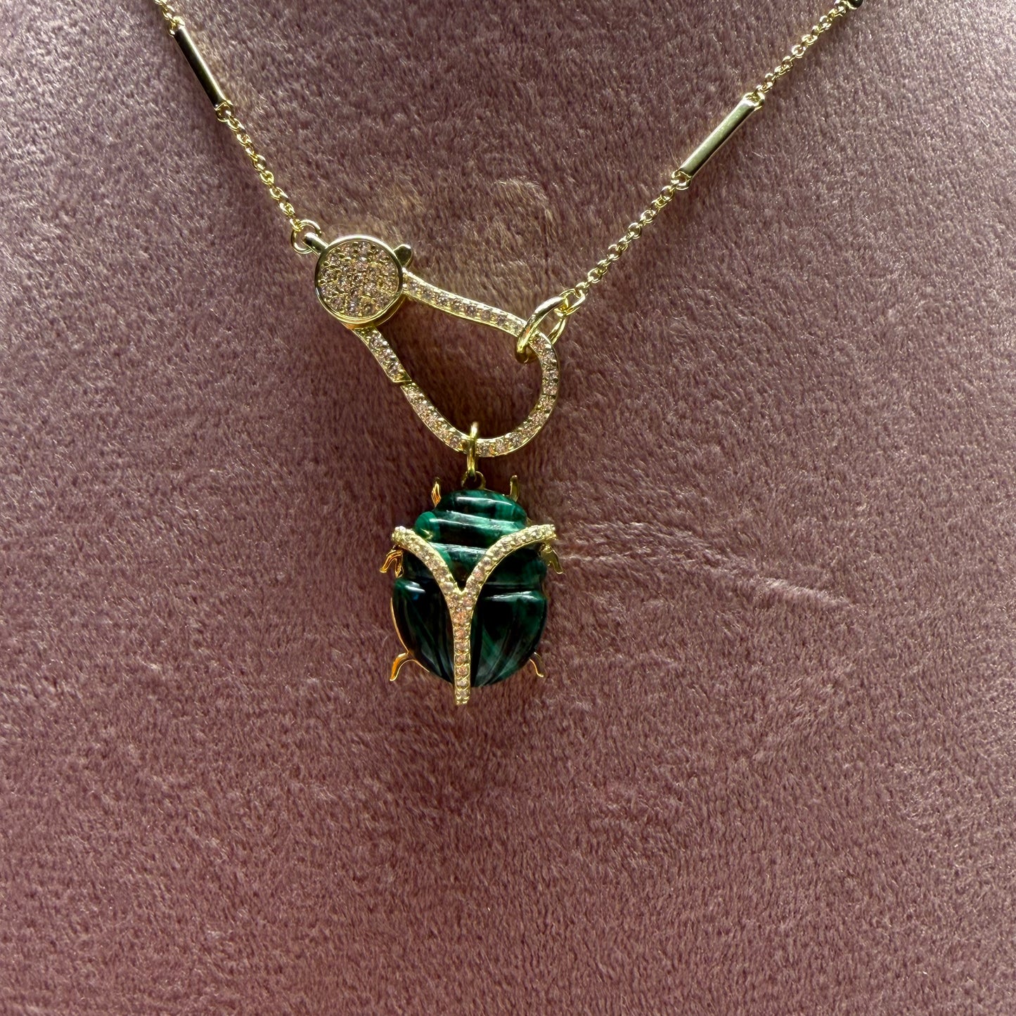 Scarab Pendant Charm- Hand Carved 18k Gold