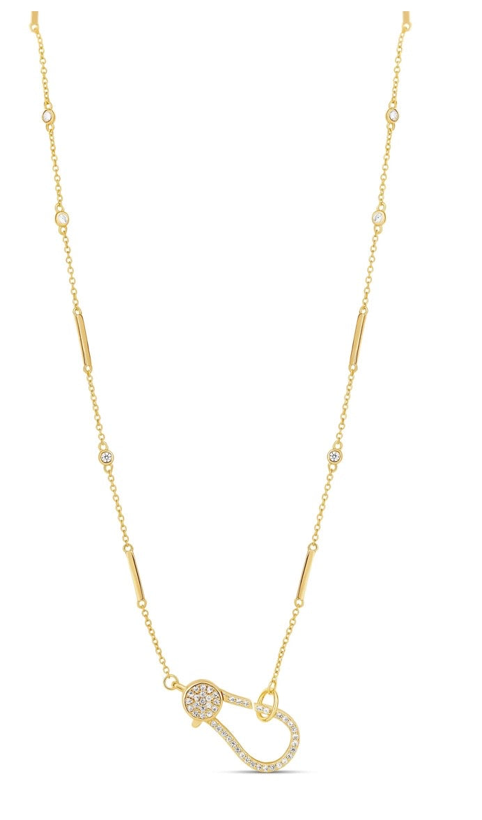 Pavé Hook 18K Gold Plated Necklace- Minimalist Layering Necklace