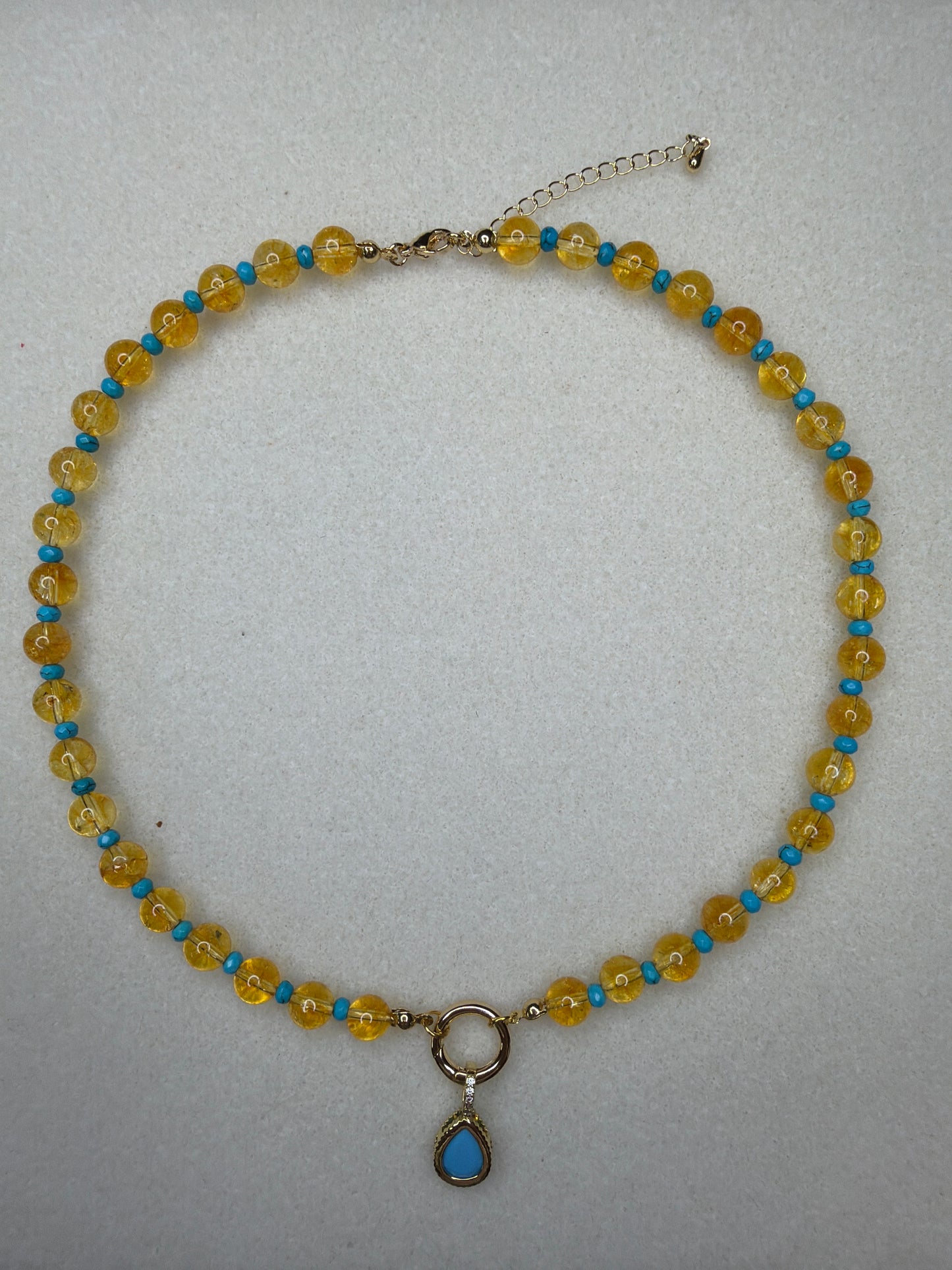 Citrine & Turquoise Teardrop Necklace