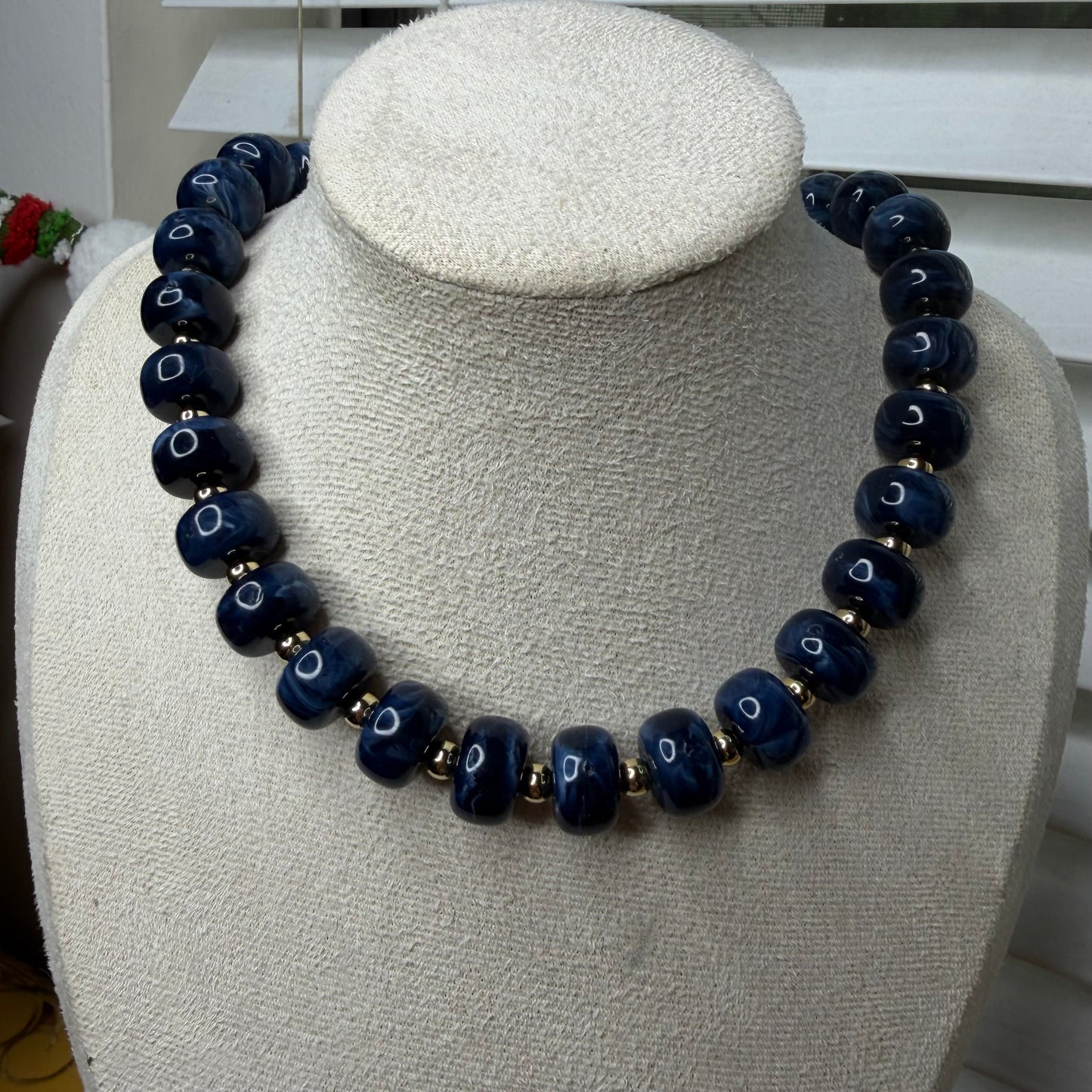 Colorful Acrylic Bead Necklace With 14k Balin Gold Spacer