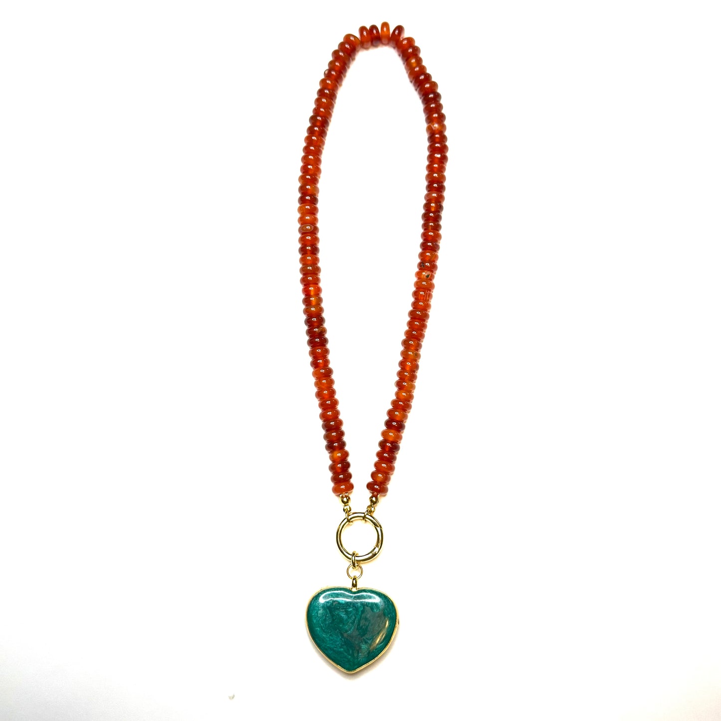 15" Pop Color Natural Stone Sweetheart Necklace