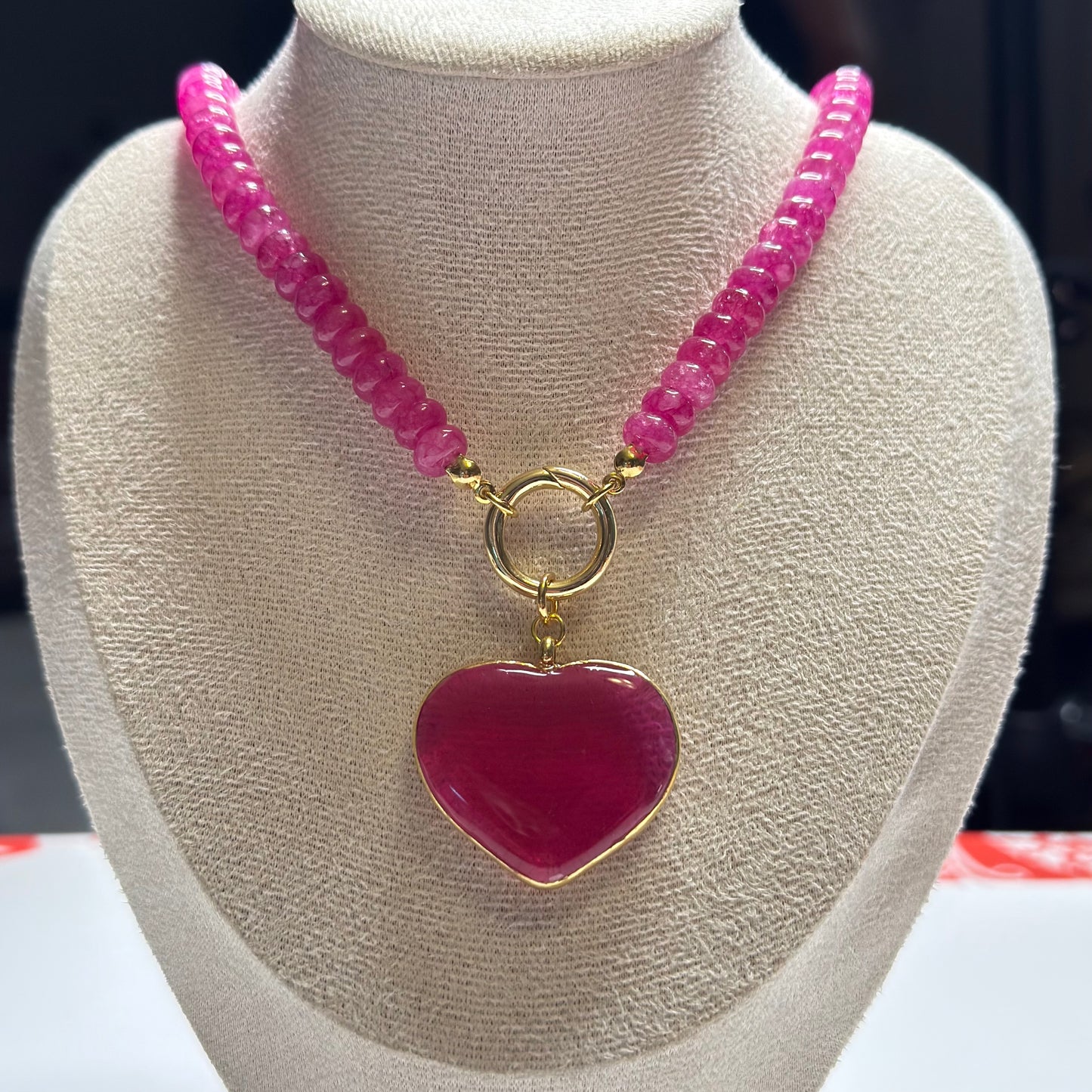 15" Pop Color Natural Stone Sweetheart Necklace