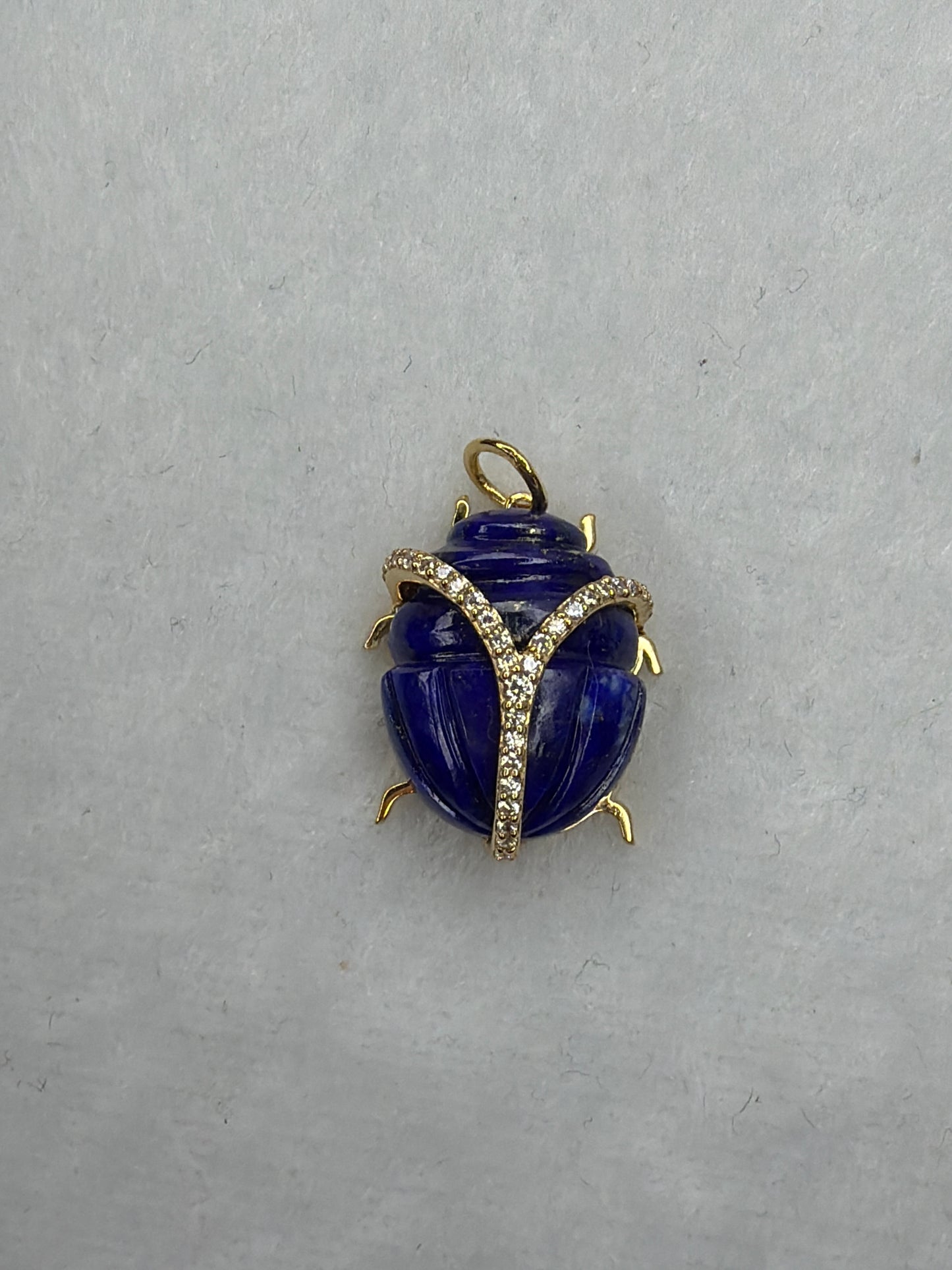 Scarab Pendant Charm- Hand Carved 18k Gold