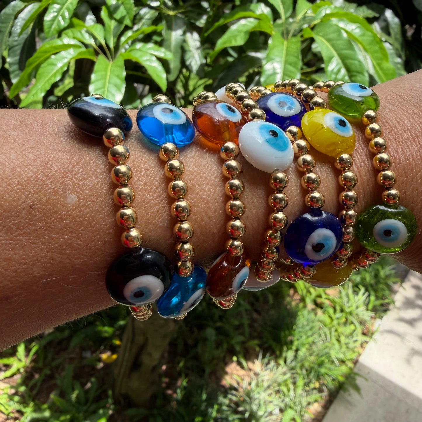 Evil Eye Beaded Bracelet 18K Gold Filled – Waterproof