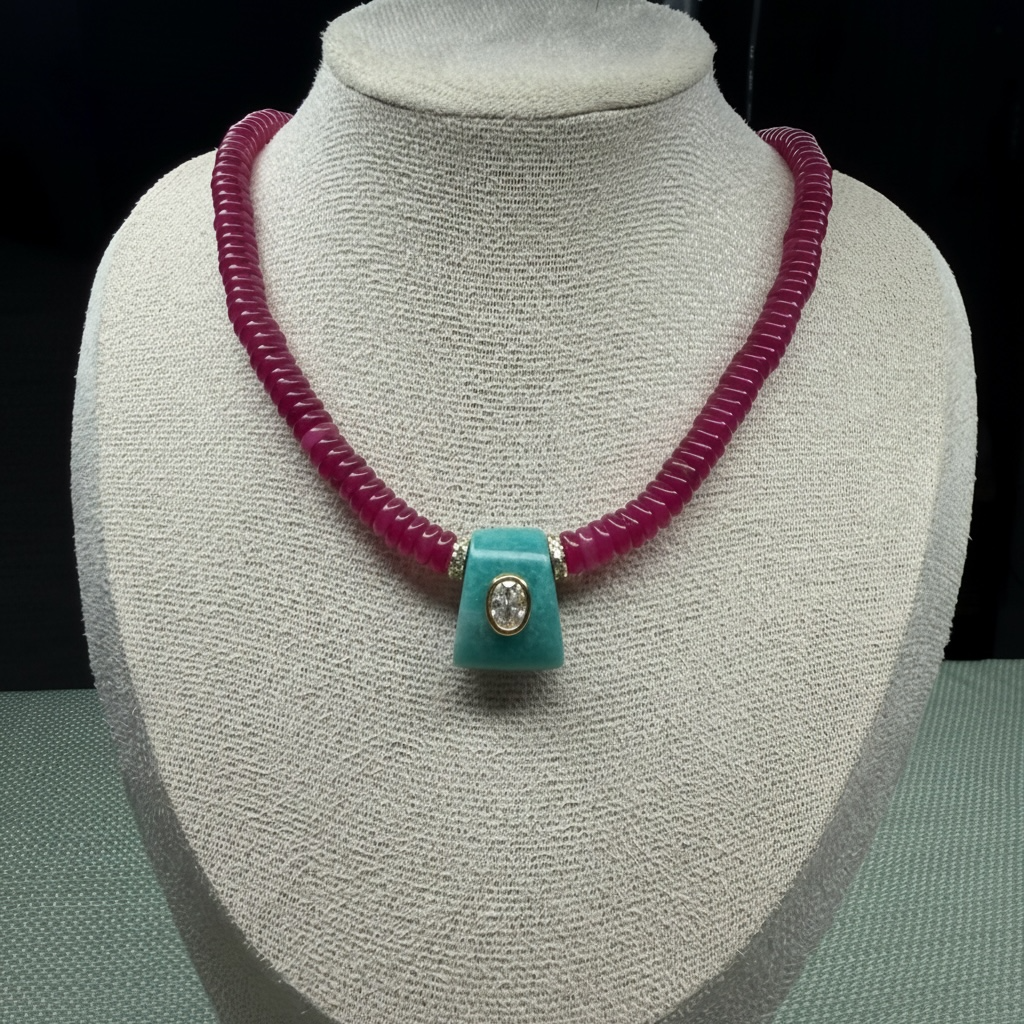 Mosaic Peruvian Puka Charm Necklace