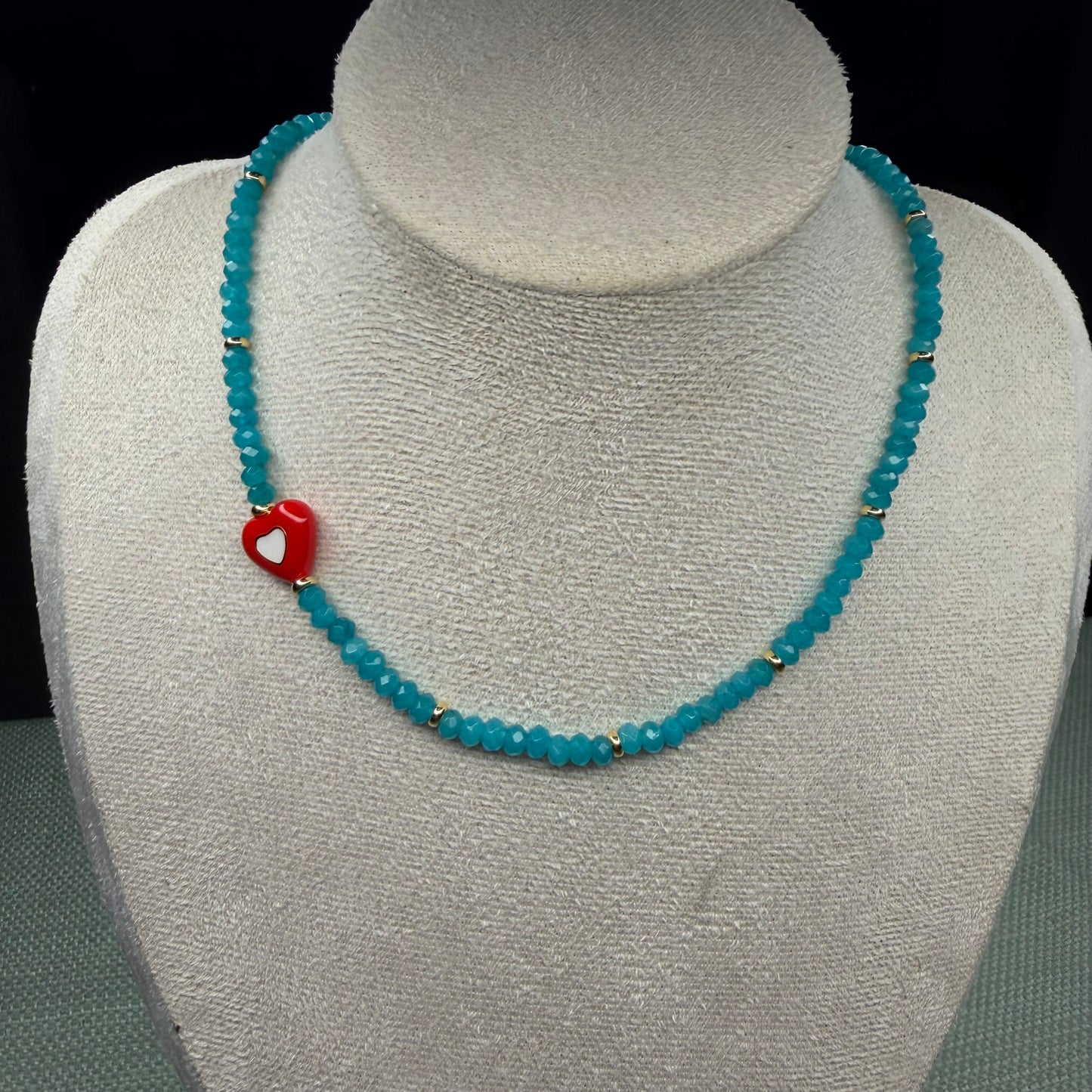 Colorful Murano Heart Charm Necklace