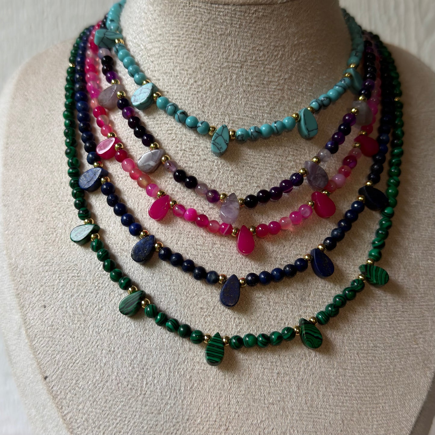Mini Candy Drop Necklace with 18K Gold Spacers | 16" + 2" Extension