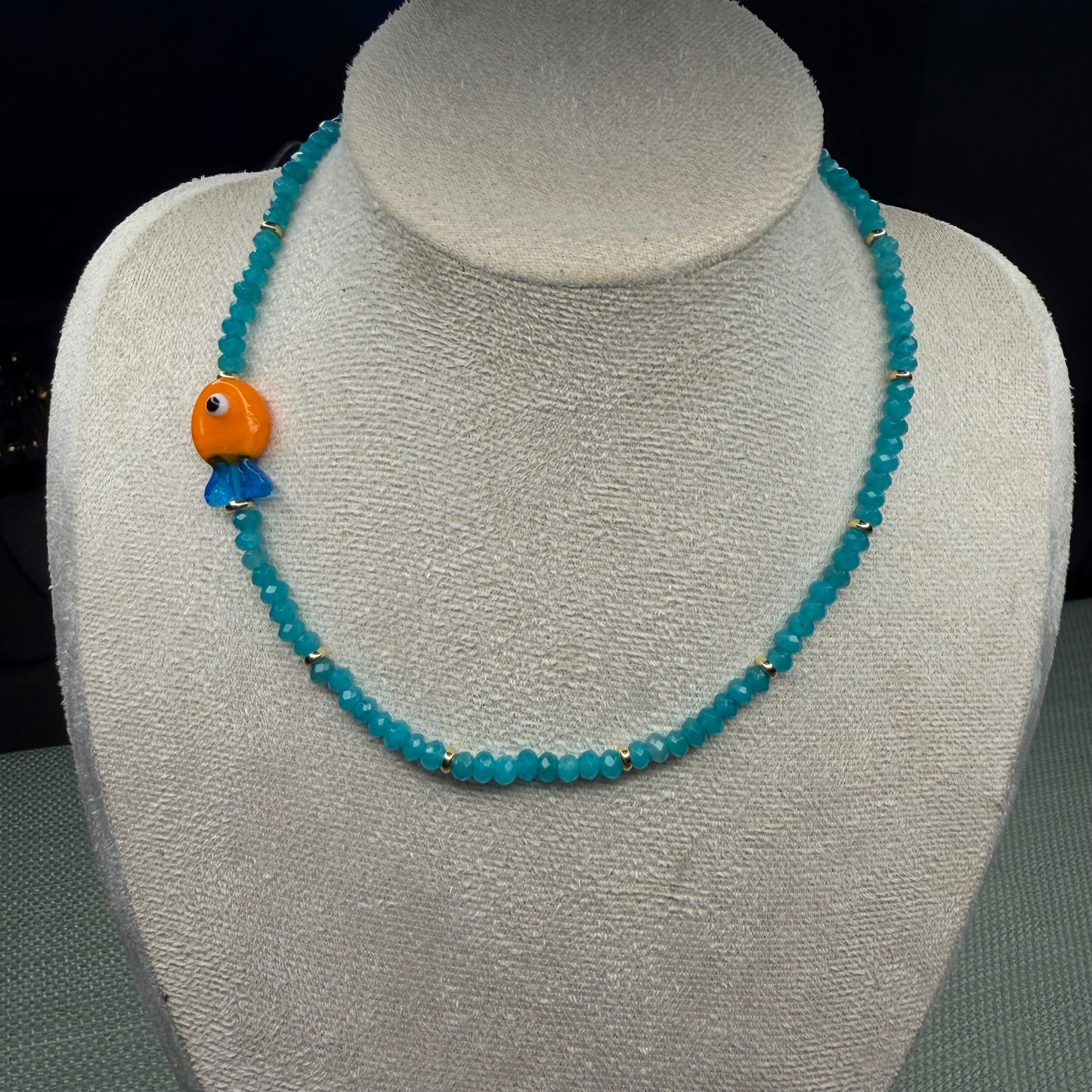 Colorful Murano Fish Charm Necklace