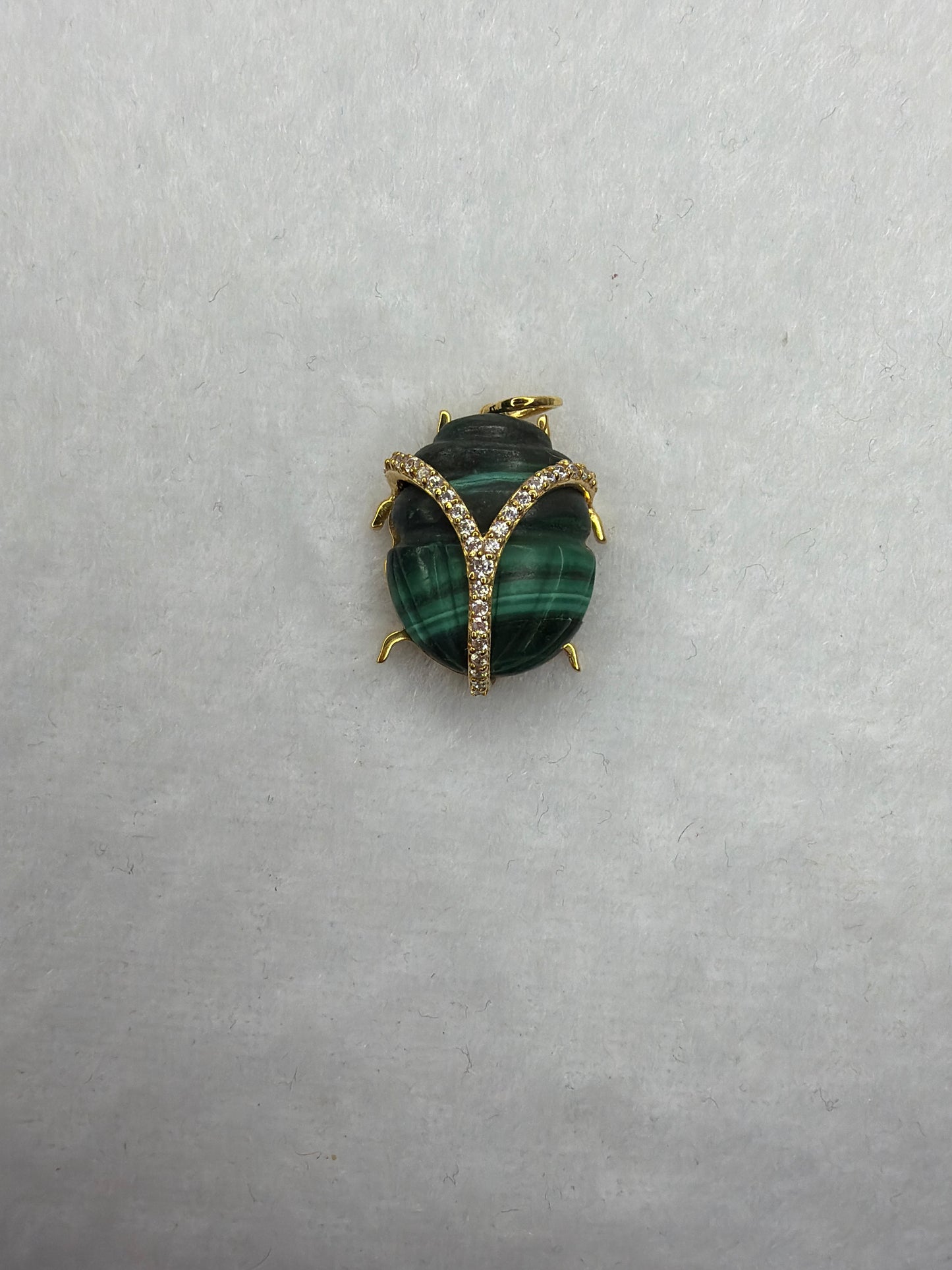 Scarab Pendant Charm- Hand Carved 18k Gold