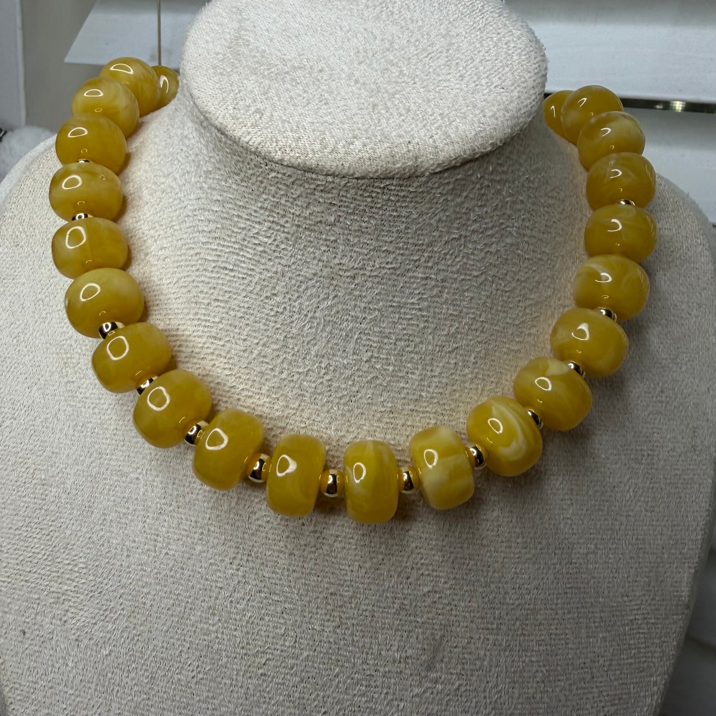 Colorful Acrylic Bead Necklace With 14k Balin Gold Spacer